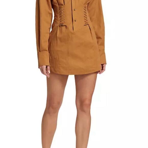 A.L.C. Paisley Shirt Dress Size 0 Cotton Hemp Blend Western Chic - Picture 6 of 16